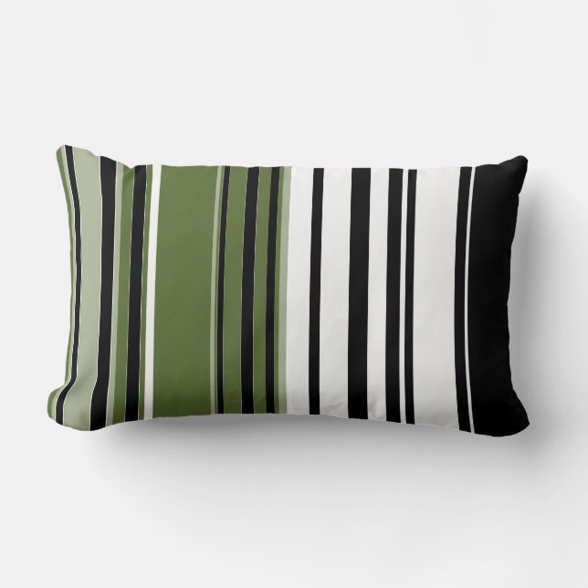 Svart, Olive, White Retro Rand Art Design Lumbarkudde (Framsida)