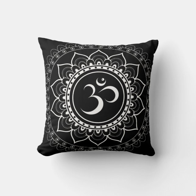 Svart Om Mandala Kudde (Framsida)