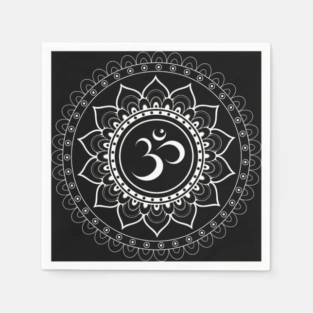 Svart Om Mandala Pappersservett (Framsidan)