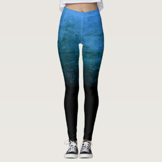 Svart Ombré Distressed-struktur - Blå Leggings