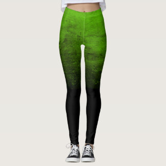 Svart Ombré Distressed Struktur - Grön Leggings