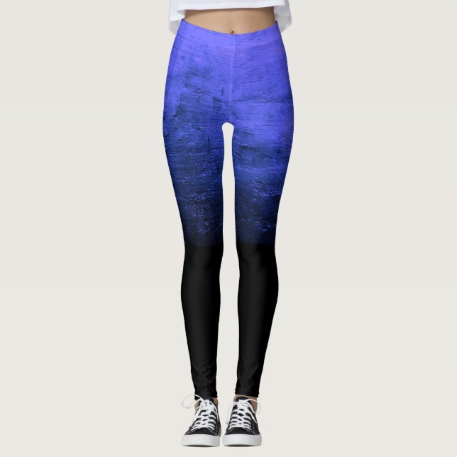 Svart Ombré Distressed Struktur - Indigo Leggings (Framsida)