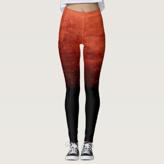 Svart Ombré Distressed Struktur - Orange Leggings