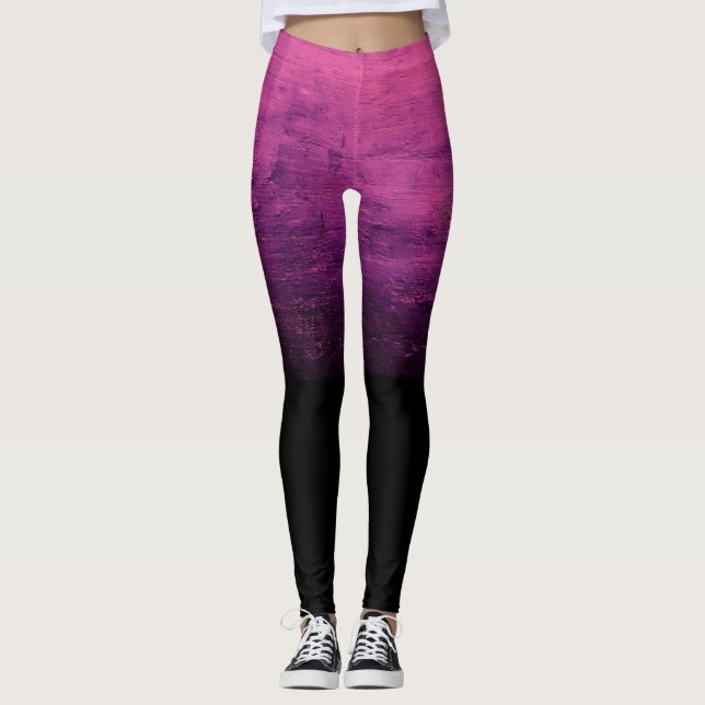 Svart Ombré Distressed-struktur - Rosa Leggings (Framsida)