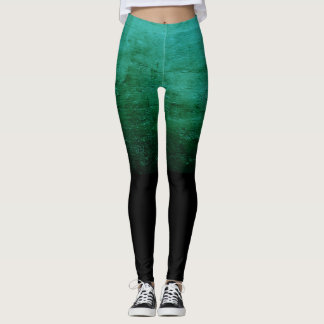 Svart Ombré Distressed Struktur - Turkos Leggings