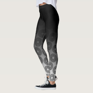 Svart Ombre med det Retro svart- & vitrundamönste Leggings