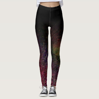 Svart Ombre med färgrikt cirklar Grungy abstrakt Leggings