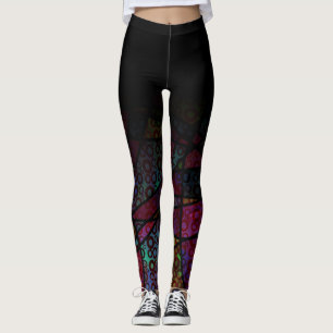 Svart Ombre över färgrikt fodrar & cirklar Leggings