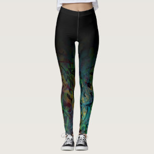 Svart Ombre över mångfärgad abstrakt konst Leggings