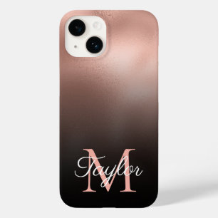 Svart Ombre Rosa Guld Folie Personlig Monogram