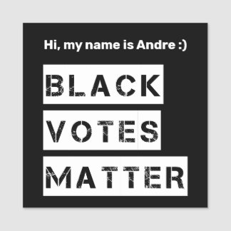 Svart omröstning Matter Stencil Anpassningsbar Tex Namnbricka