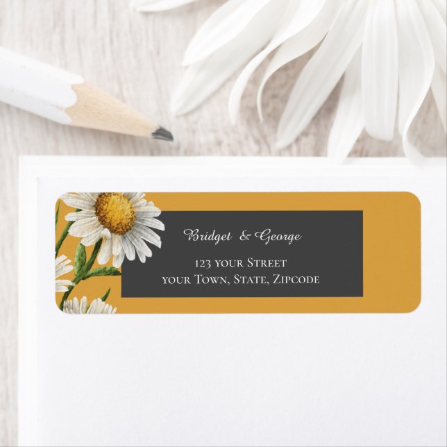 svart onyx-retro vit Margaret bröllop Returadress Etikett (Insitu)