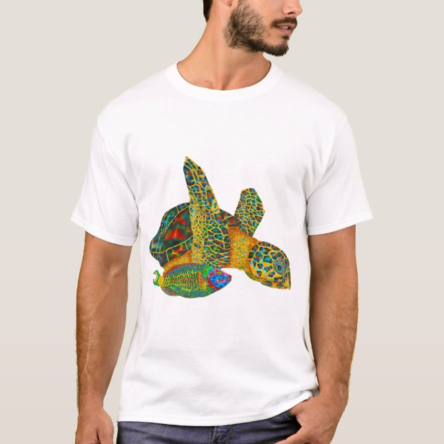 Svart Opal Havssköldpadda T Shirt (Framsida)