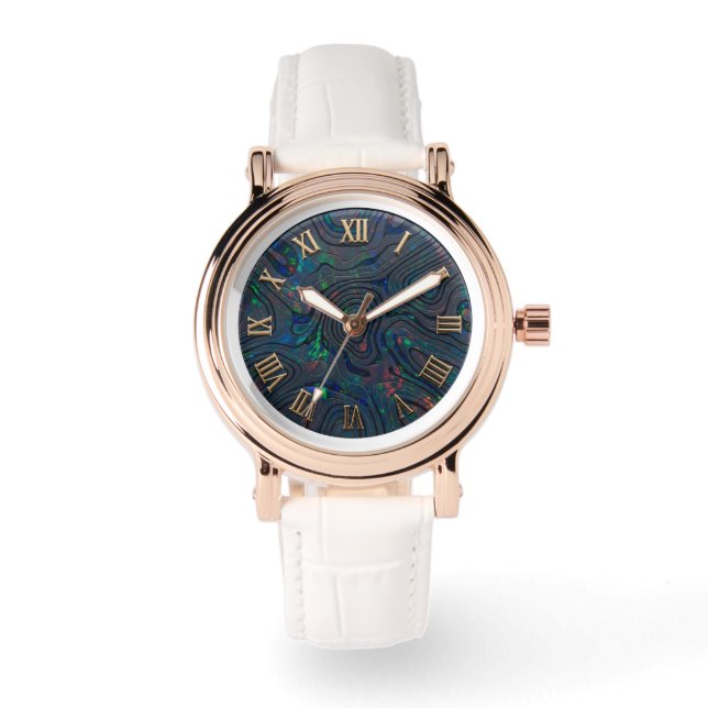 Svart Opal Stil Urskiva Armbandsur (Framsida)