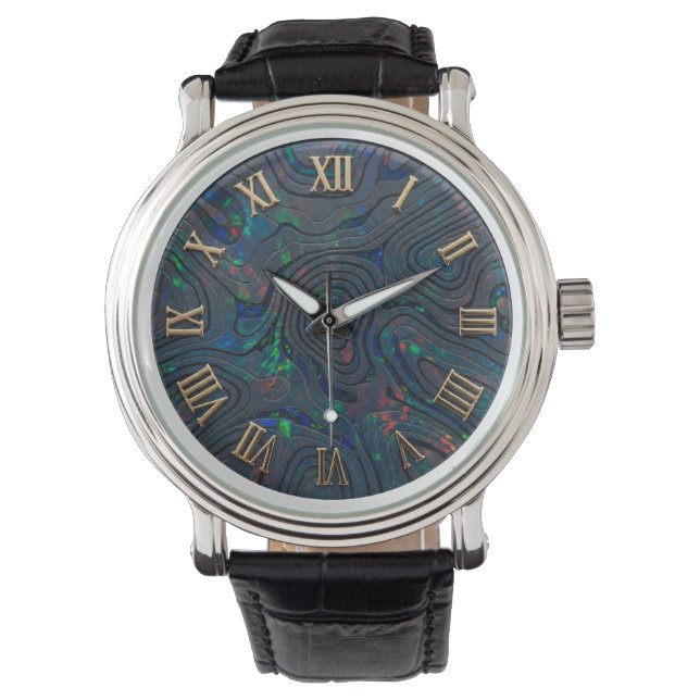 Svart Opal Stil Urskiva Armbandsur (Framsida)