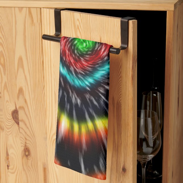 Svart Opal Tie Dye,   Kökshandduk (Thirds Fold)