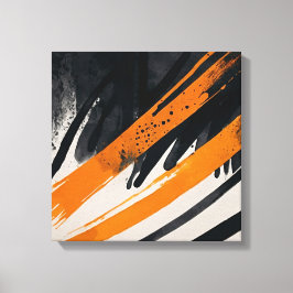 Svart Orange Abstrakt Watercolor wall art Canvastryck