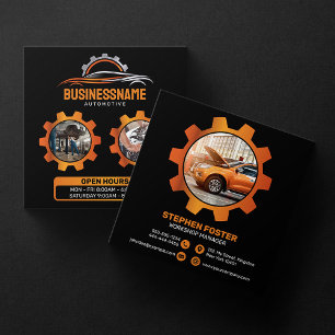 Svart, Orange Auto Detailing Bilar Reparation Ford Fyrkantigt Visitkort