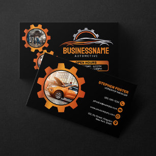 Svart, Orange Auto Detailing Bilar Reparera Fordon Visitkort