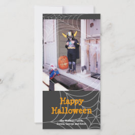 Svart orange av klibbigt spindelnät Halloween häls Julkort