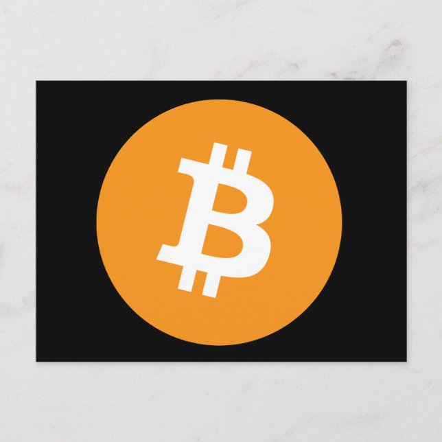 Svart Orange av vykort Bitcoin Cryptocurrency (Framsida)