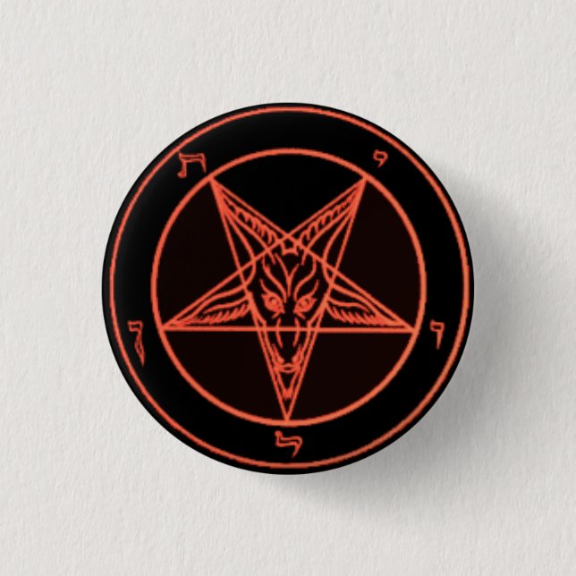 Svart/orange Baphomet stift Knapp (Framsida)