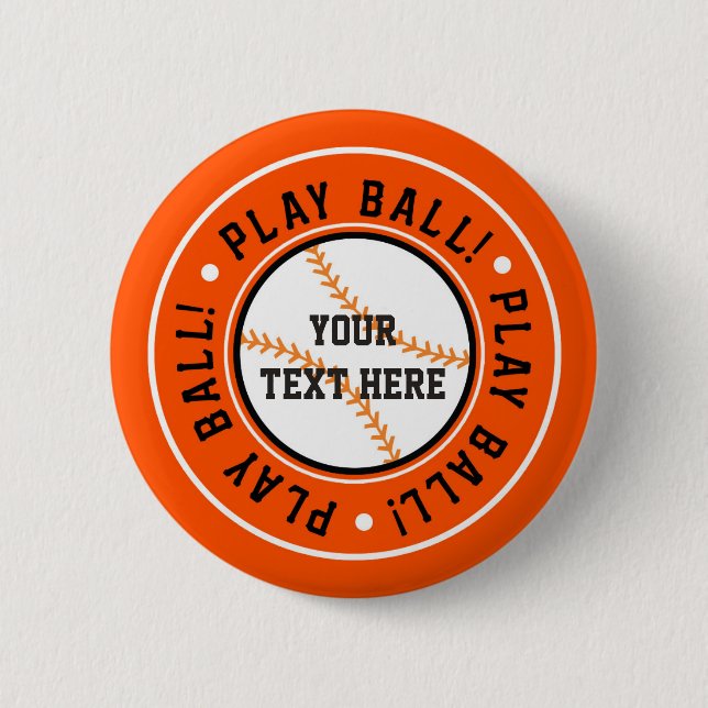 Svart Orange BASEBALL PLAY BOLL Party PIN-KNAPP Knapp (Framsida)