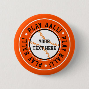 Svart Orange BASEBALL PLAY BOLL Party PIN-KNAPP Knapp