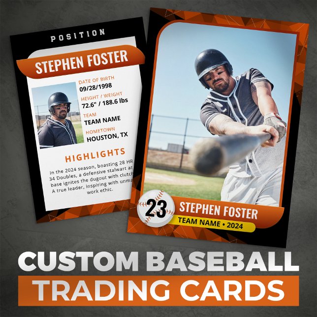 Svart Orange Baseboll Trading Card Basebollspelare (Skapare uppladdad)