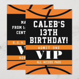 Svart Orange Basket Födelsedagsfirande Inbjudningar