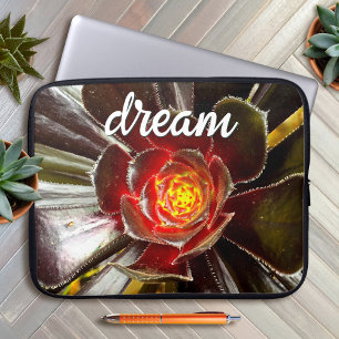 Svart Orange Cactus Succulent Photo Dream Script Laptop Fodral
