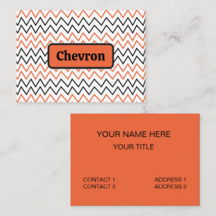 Svart Orange Chevron Sicksack Visitkort