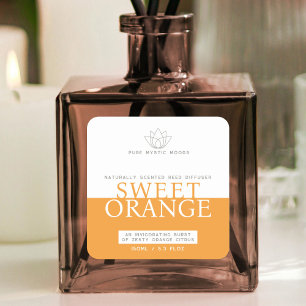 Svart Orange citrusfrukter, diffusor produktetiket Fyrkantigt Klistermärke