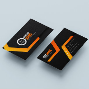 Svart Orange Elegant Modern Visitkort