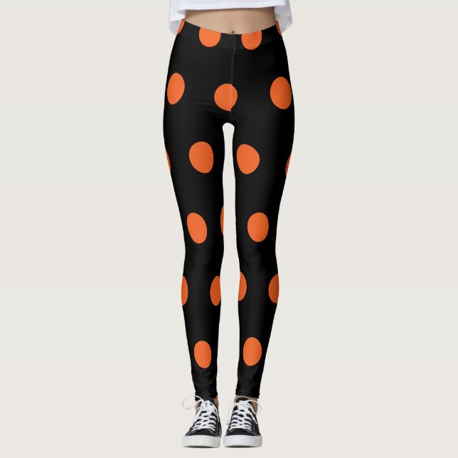 Svart Orange Fläckig Leggings (Framsida)