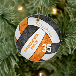 Svart orange-flickor sport volleyball memento julgransprydnad keramik
