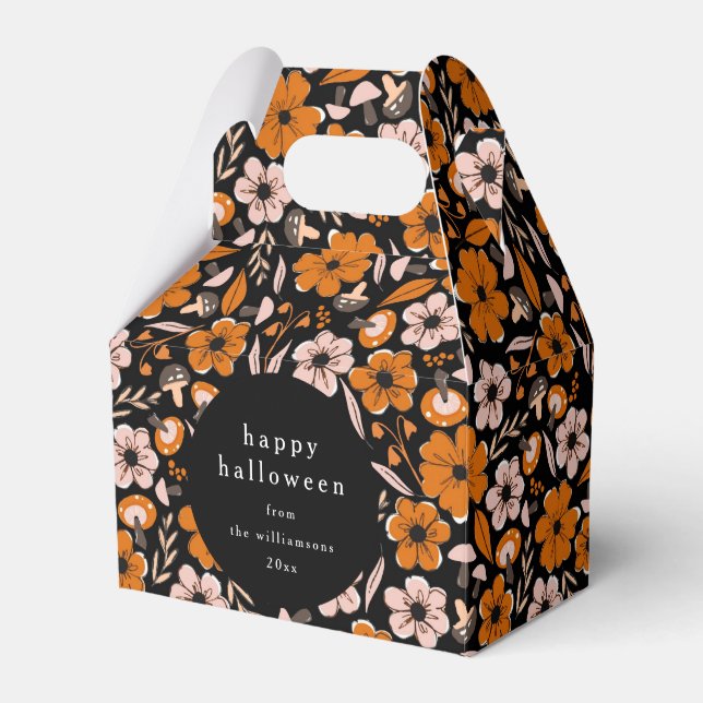 Svart Orange Flowers Mushroom Halloween Anpassning Presentaskar (Framsidan Sidan)