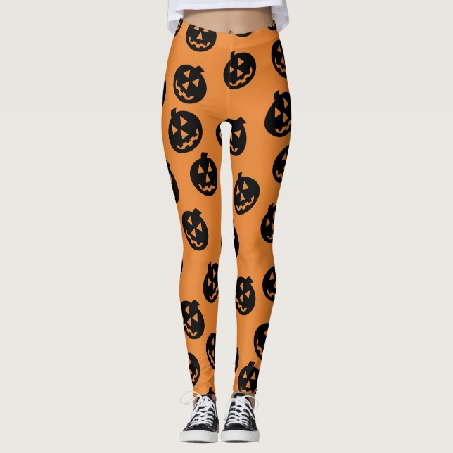 Svart/orange för damasker för jackO'Lantern Leggings (Framsida)