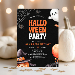 Svart Orange för Halloween Födelsedagsfest-inbjuda Inbjudningar