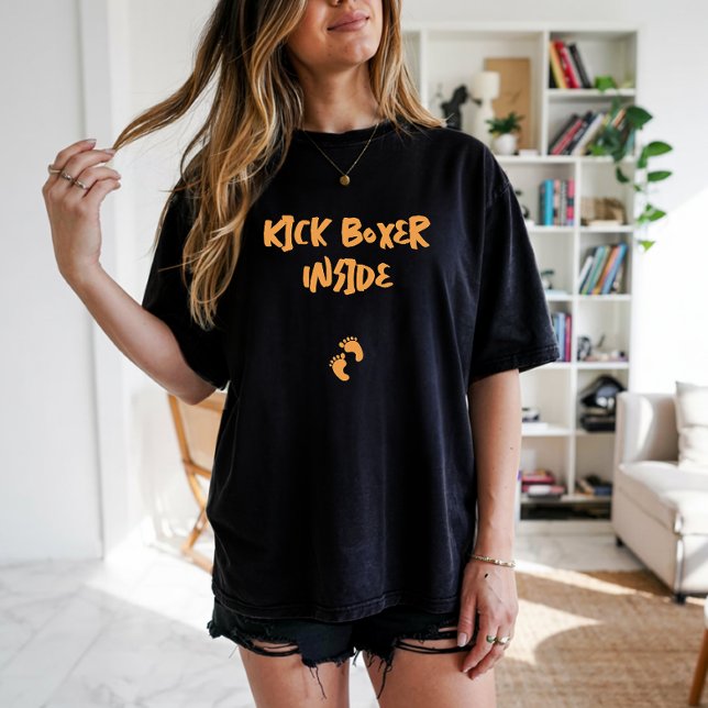 Svart orange för humant gravid-fingeravtryck t shirt (Skapare uppladdad)