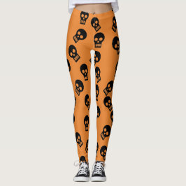 Svart/orange för skallekonfettidamasker leggings