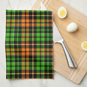 Svart Orange Grön Plaid Rutig Design Kökshandduk