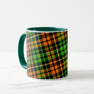 Svart Orange Grön Plaid Rutig Design Mugg