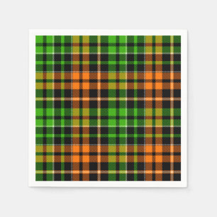 Svart Orange Grön Plaid Rutig Design Pappersservett
