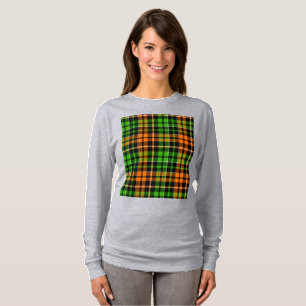 Svart Orange Grön Plaid Rutig Design T Shirt