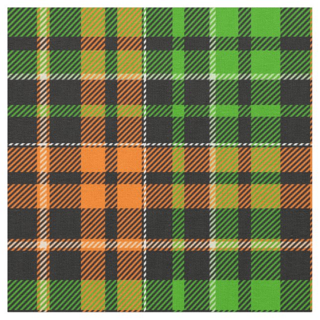 Svart Orange Grön Plaid Rutig Design  Tyg (Närbild)