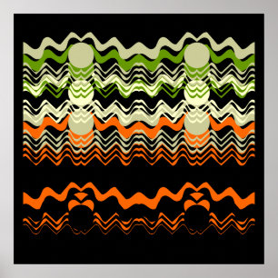 Svart Orange Grönt 24 x 24 tum Skriv ut Poster