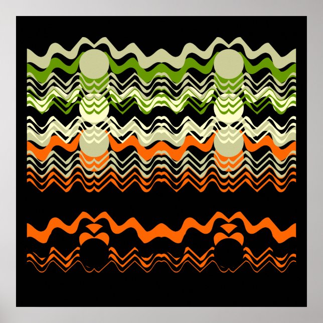 Svart Orange Grönt 24 x 24 tum Skriv ut Poster (Framsidan)