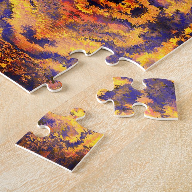 Svart, Orange, Gult, Sangria, Spegel Mönster / Pussel (Sidan)