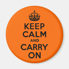 Svart Orange håll lugn och fortsätt Magnet